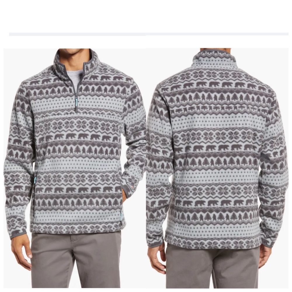 Chubbies The Flame Commander Fair Isle Fleece Quarter Zip Pullover Size M